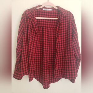 Calvin Klein Red Plaid Long Sleeve Shirt